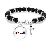Pulsera de cuentas con texto en inglés "I Love Colombia Word Flag Love Heart Illustration", joyería bohemia para hombres y mujeres