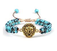 Pulsera de cuentas de árbol de la vida con cuentas de piedra natural Mala hecha a mano para mujeres, amigas, meditación, reiki, joyería curativa, león 1