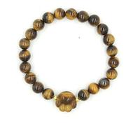 Pulsera de cuentas de Buda de 9 mm con piedra de cristal y colgante con huella de pata de gato, joyería de cuentas - Piedra ojo de tigre