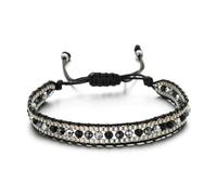 Pulsera de cuentas de cristal originalidad multicapa, tejida a mano, bohemia, ajustable, color simple, pulsera de cuentas de arroz, talla única, Ágata