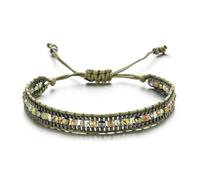 Pulsera de cuentas de cristal originalidad multicapa, tejida a mano, bohemia, ajustable, color simple, pulsera de cuentas de arroz, talla única, Ágata