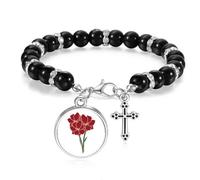 Pulsera de cuentas de flores de clavel, joyería bohemia para hombres y mujeres