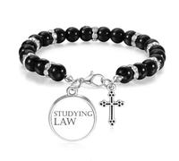 Pulsera de cuentas de frase corta para estudiar leyes, joyería bohemia
