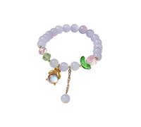 Pulsera de cuentas de jade chino para mujer, para mujer, esposa, abuelo, madre, padre, uso diario, funda de aluminio de medianoche con medianoche, talla única, Resina, No es una piedra preciosa
