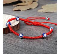 Pulsera de cuentas de la suerte para mujeres y hombres, cuerda trenzada de varios colores, tamaño ajustable, pulseras de yoga, regalo para parejas, rojo 2