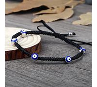 Pulsera de cuentas de la suerte para mujeres y hombres, cuerda trenzada de varios colores, tamaño ajustable, pulseras de yoga, regalo para parejas, color negro 2
