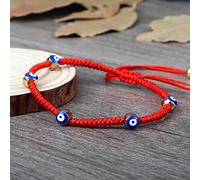 Pulsera de cuentas de la suerte para mujeres y hombres, cuerda trenzada de varios colores, tamaño ajustable, pulseras de yoga, regalo para parejas, rojo 1