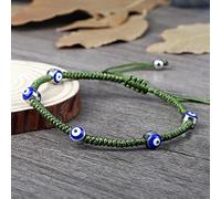 Pulsera de cuentas de la suerte para mujeres y hombres, cuerda trenzada de varios colores, tamaño ajustable, pulseras de yoga, regalo para parejas, verde 2