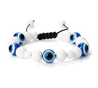Pulsera de cuentas de lava negra mate natural de 6 8 mm, color blanco y rosa, ojo de gato azul, pulsera trenzada de la suerte para hombres y mujeres, regalo de joyería de yoga, porcelana blanca