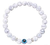 Pulsera de cuentas de mal de ojo, cuentas de cristal de 8 mm, banda elástica ajustable, dije de protección simbólica, accesorio de moda unisex hecho a mano (E)