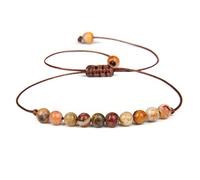 Pulsera De Cuentas De Mini Chakra De 4mm, Pulseras De Piedra Natural De Energía Para Mujeres Y Hombres, Brazalete De Ojo De Tigre De Lava Ajustable, Joyería,16.Ágata Loca,Ajustable