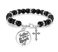 Pulsera de cuentas de moda Art Deco con cita "Follow Your Heart", joyería bohemia