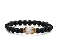 Pulsera de cuentas de moda, piedra de ojo de tigre natural, lava negra, pulseras elásticas y brazaletes para mujer, regalo para amigas, joyería de moda, negro mate4