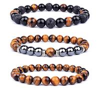 Pulsera De Cuentas De Ojo De Tigre Natural Pulsera De Yoga Con Cuentas De Piedra De Hematita Para Mujeres Hombres Regalos De Joyería De Encanto El Conjunto De Cristal Puede Aliviar Su Estrés, Puede Sacar Las Cosas Que Le Molestan, Eliminar Ne,8 Mm,L-21cm