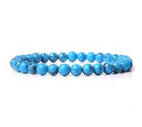 Pulsera De Cuentas De Piedra De 6mm Para Mujeres Hombres Piedra Lunar Lapislázuli Pulsera De Ojo De Tigre Cristal Curación Chakra Pulsera De Energía Joyería,azul Turquesa,Tamaño De Los Hombres