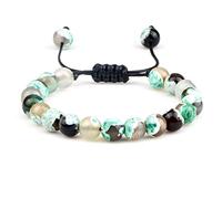 Pulsera de cuentas de piedra de ojo de tigre natural, ajustable, trenzada, pulseras de lava natural para hombres y mujeres, color verde claro