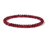 Pulsera de cuentas de piedra facetada de colores, jades naturales, cuarzos, aguamarinas, gemas, brazalete elástico, joyería minimalista, regalo for mujeres y hombres.(17cm_12. red porcelain)