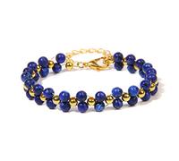 Pulsera de cuentas de piedra natural de 4 mm, cadena de bola de oro, pulsera trenzada hecha a mano, pulseras de cuerda ajustables para mujeres, hombres, lapislázuli