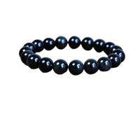 Pulsera de cuentas de piedra natural de obsidiana negra de 8-16 mm, hecha a mano para mujeres y hombres, joyería Strand Charm, 12 mm