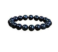 Pulsera de cuentas de piedra natural de obsidiana negra de 8-16 mm, hecha a mano para mujeres y hombres, joyería de hebra de encanto, 10 mm