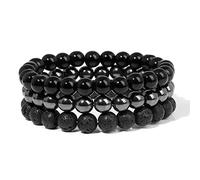 Pulsera de cuentas de piedra natural para hombre, pulsera de cuentas de ónix negro, joyería de regalo, tipo 35,19 cm