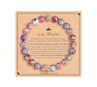 Pulsera de cuentas de piedra natural para mujer, pulsera de regalo para mamá, buena amiga, hermana, profesora, piedra rodolita, pulsera de regalo con nombre, talla única, Vidrio, No es una piedra