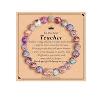 Pulsera de cuentas de piedra natural para mujer, pulsera de regalo para mamá, buena amiga, hermana, profesora, piedra rodolita, pulsera de regalo con nombre, talla única, Vidrio, No es una piedra