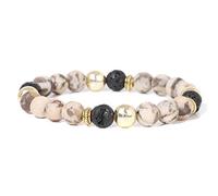 Pulsera de cuentas de piedra natural, pulseras de yoga para mujeres y hombres, joyería de piedra natural, feldespato, 19 cm