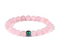 Pulsera de cuentas de piedra natural que cambia de color, pulseras para mujeres y hombres, joyería de temperatura con sensación de emoción de estado de ánimo, cuarzo rosa, 17 cm, 17cm, Piedra