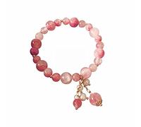 Pulsera de cuentas de piedras preciosas naturales de fresa para niñas, diseño de pulsera de fresa, serie Buda, cuerda de mano, joyería de temperamento, joyería para niño, talla única, Cristal, No es