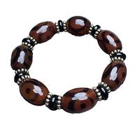 Pulsera de Cuentas Dzi Antigua de Tres Ojos con calcedonia y ágata del Tíbet