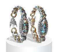 Pulsera de cuentas Dzi de nueve ojos de mantra de seis caracteres turquesa, pulsera de cuentas de mantra de seis caracteres, pulsera de nueve ojos de verdad de seis caracteres (A+B 2PCS,22cm/8.66in)