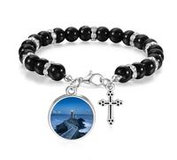 Pulsera de cuentas estilo bohemio con diseño de torre oscura del océano