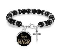 Pulsera de cuentas estilo cita Love is Magic, joyería bohemia para hombres y mujeres