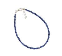 Pulsera de cuentas facetadas con piedras preciosas redondas de zafiro azul AAA natural de 2 a 2,5 mm, cadena ajustable y gancho de plata para niñas y mujeres