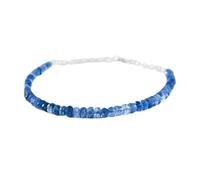 Pulsera de cuentas facetadas de cianita e iolita de 3-3,5 mm con forma de rondelle, cierre ajustable chapado en plata de 18 cm para hombre y mujer | LK_STACK_07907