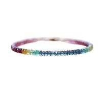 Pulsera de cuentas facetadas de turmalina, cianita y apatita de 3 mm con forma de rondelle y cierre chapado en oro de 18 cm para hombre y mujer | LK_STACK_08259
