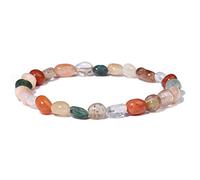 Pulsera de cuentas irregulares con grava curativa, cristal y piedra natural, elástica, for mujeres hombres(21cm,A)