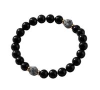 Pulsera de Cuentas Negras | Accesorios de con Cuentas Naturales | Pulseras de la Suerte de Piedra de Manifestación | para Adultos Mujeres Hombres Pareja Uso Diario Hogar Viaje Citas Cumpleaños