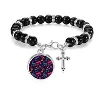Pulsera de cuentas negras coloridas con notas musicales, joyería bohemia para hombres y mujeres