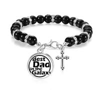 Pulsera de cuentas para el Día del Padre con cita "Best Dad in The Galaxy", joyería bohemia