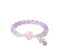 Pulsera de cuentas pastel para mujer con dije de mariposa, pulsera elástica de color morado, rosa y verde, elegante joyería de regalo, pulsera dulce para ella