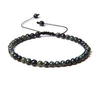 Pulsera De Cuentas Pulsera De Piedra Natural Ágata Malaquita Pulseras Trenzadas Hombres Mujeres Encanto Joyería Brazalete Ajustable,Nueva Piedra Polar