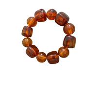 Pulsera de cuentas redondas cuadradas irregulares de acrílico, 22 x 1,5 cm, ajuste elástico para mujer, One Size, Acetato, Sin piedra preciosa