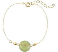Pulsera de cuerda china linda suerte colgante de jade hetian personalidad regalo retro decoración cadena de mano con cordón (verde) Practical Treatment