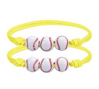 Pulsera de cuerda náutica para mujer, pulseras de la amistad con perlas de softbol amarillas, pulsera de perlas ajustable, regalo para niñas, adolescentes, deportes, fiesta de cumpleaños, reloj