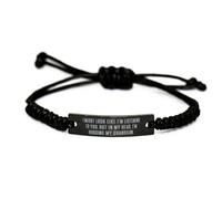 Pulsera de cuerda negra de nieto barato, podría parecer que te estoy escuchando. Pero en mi nieto, regalos de cumpleaños, pulsera de cumpleaños negro, regalo de brazalete de cuerda, ideas de regalos