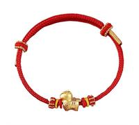 Pulsera de cuerda roja china del año 2026, pulsera ajustable de la suerte con dijes de caballo y fortuna, pulseras de cuerda de nudo tradicional para mujer, regalo de Año Nuevo, talla única, Plata, No