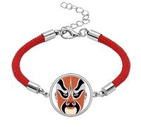 Pulsera de cuerda roja de la suerte con cabeza de Pekín de Pekín, hecha a mano