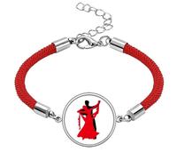 Pulsera de cuerda roja de la suerte hecha a mano con diseño de danza social, danzante y danzante
